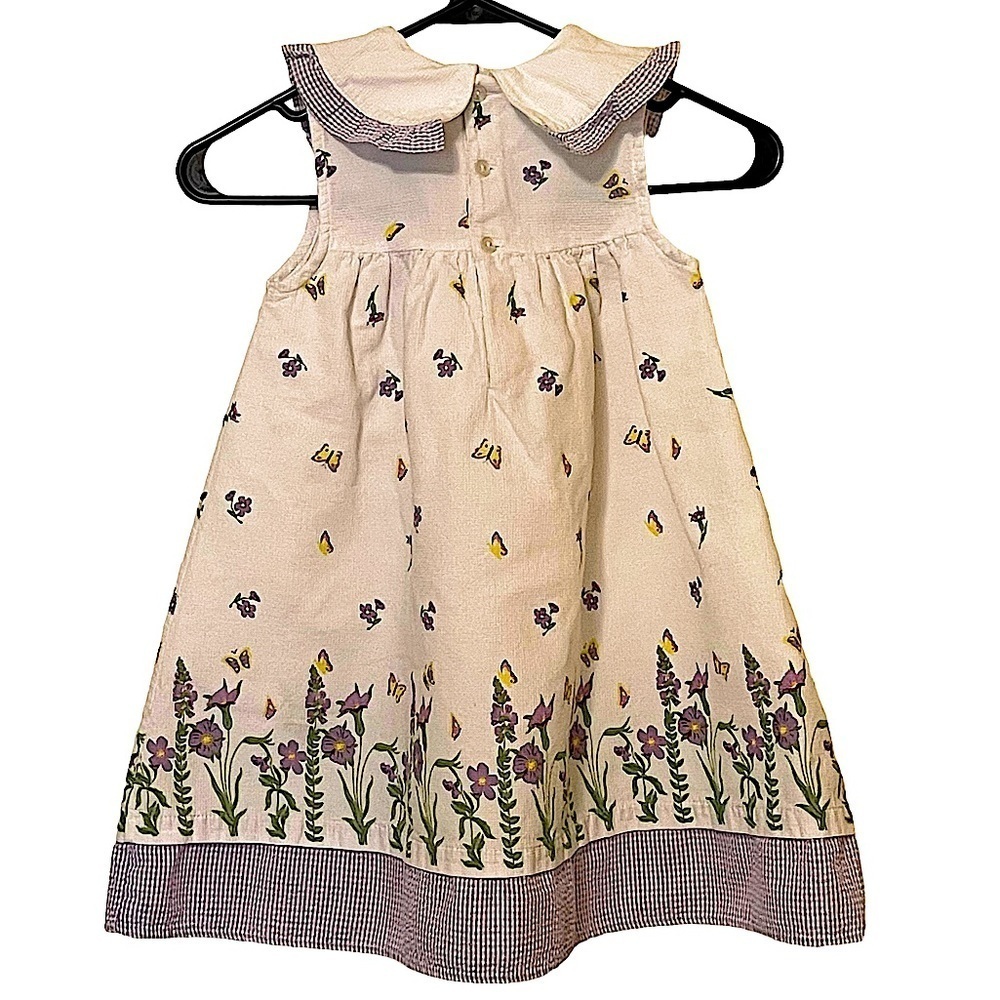b.t. kids Girls Lilac & White Embroidered Collar Flower and Butterfly Dress 5 - Picture 2 of 10